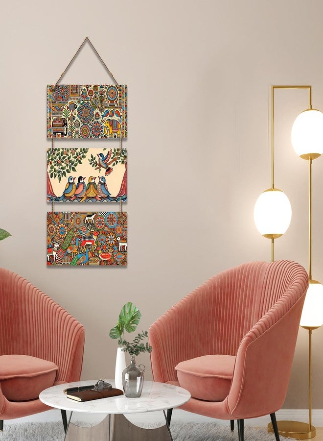 Artvibes Traditional Indian Folk Art Decorative Wooden Wall Hanging For Living Room | Bedroom | Gifts | Wall Hanger For Decoration | Modern Decor Artwork | Wall Sculpture | Signs & Plaques (WH_9449N) - Image 2